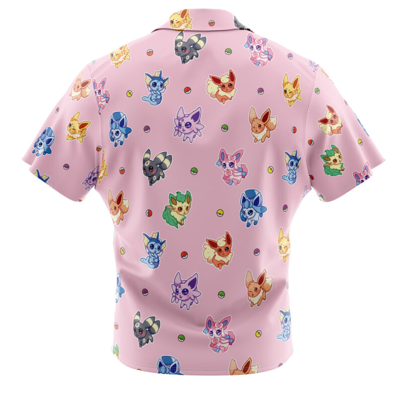 Chibi Eevelutions Pattern Pokemon Button Up Hawaiian Shirt - Image 2