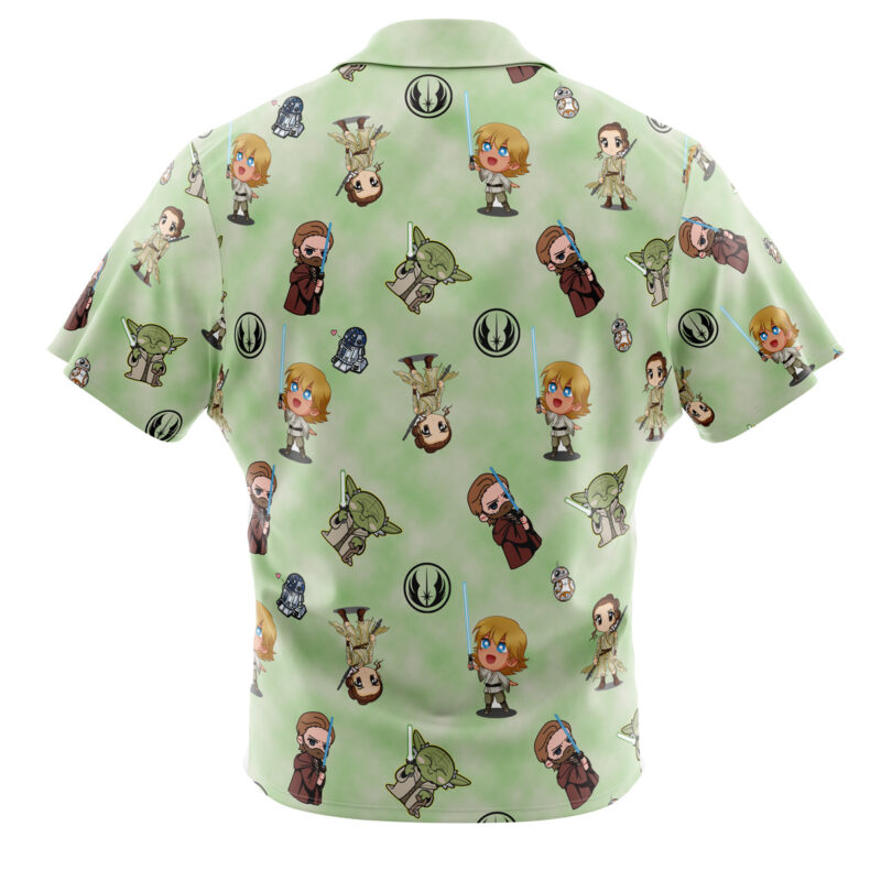 Chibi Jedi Masters Pattern Star Wars Pattern Button Up Hawaiian Shirt - Image 2
