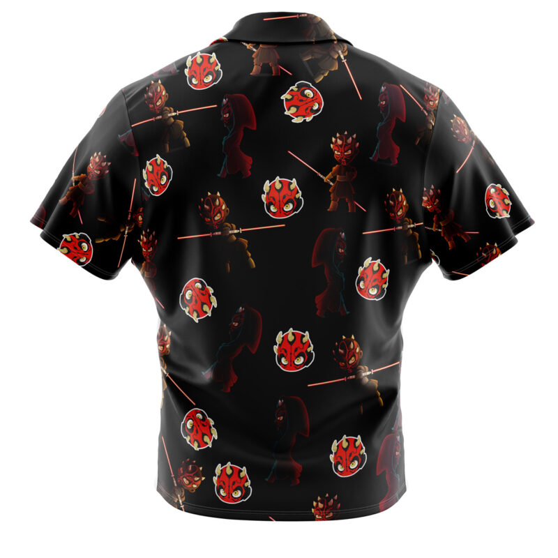 Chibi Darth Maul Pattern Star Wars Pattern Button Up Hawaiian Shirt - Image 2