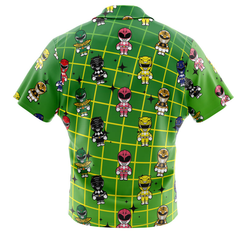 Chibi Power Rangers Pattern Button Up Hawaiian Shirt - Image 2