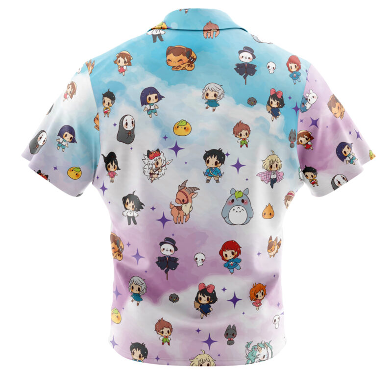 Chibi Studio Ghibli Pattern Button Up Hawaiian Shirt - Image 2