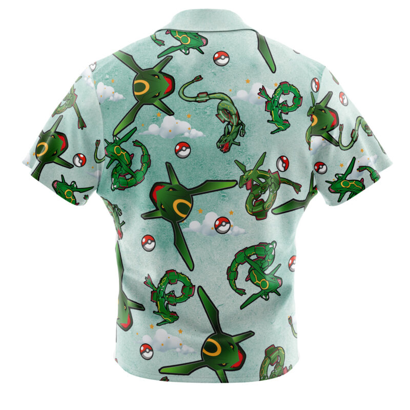 Rayquaza Pattern Pokemon Button Up Hawaiian Shirt - Image 2