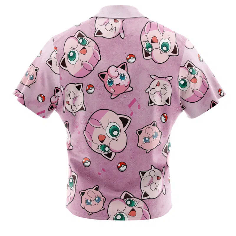 Jigglypuff Pattern Pokemon Button Up Hawaiian Shirt - Image 2