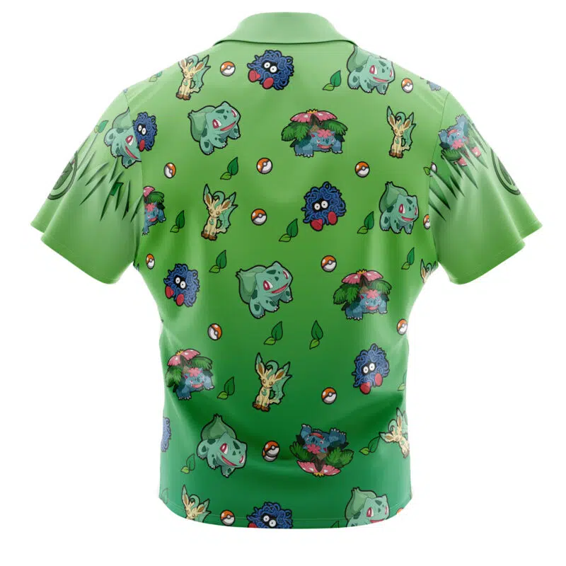 Grass Type Pattern Pokemon Button Up Hawaiian Shirt - Image 2