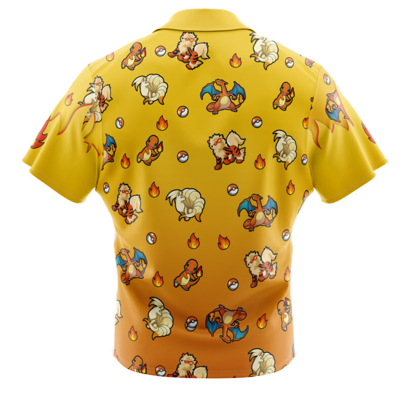 Fire Type Pattern Pokemon Button Up Hawaiian Shirt - Image 2