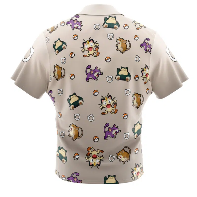 Normal Type Pattern Pokemon Button Up Hawaiian Shirt - Image 2