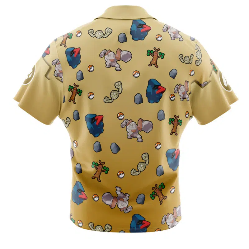 Rock Type Pattern Pokemon Button Up Hawaiian Shirt - Image 2