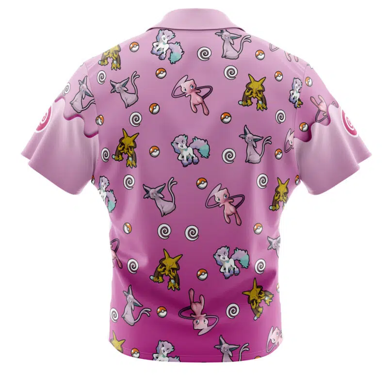 Psychic Type Pattern Pokemon Button Up Hawaiian Shirt - Image 2