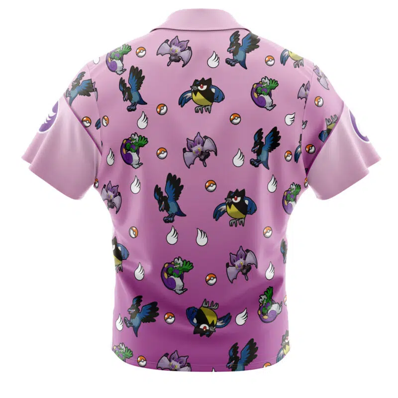 Flying Type Pattern Pokemon Button Up Hawaiian Shirt - Image 2