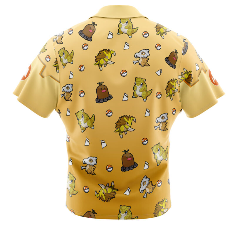 Ground Type Pattern Pokemon Button Up Hawaiian Shirt - Image 2