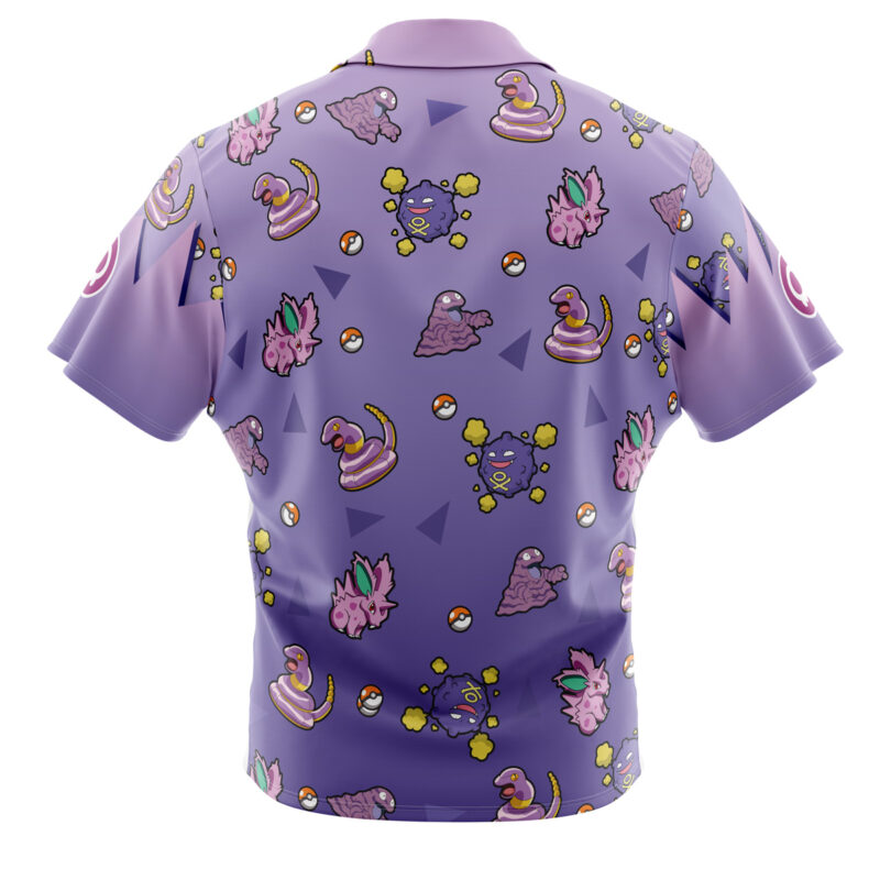 Poison Type Pattern Pokemon Button Up Hawaiian Shirt - Image 2