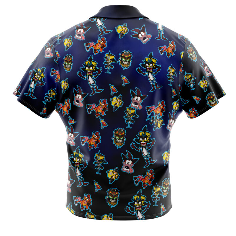 Crash and Dr Neo Pattern Crash Bandicoot Button Up Hawaiian Shirt - Image 2