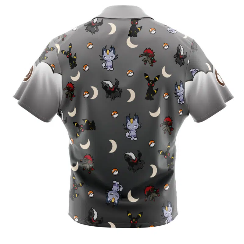 Dark Type Pattern Pokemon Button Up Hawaiian Shirt - Image 2