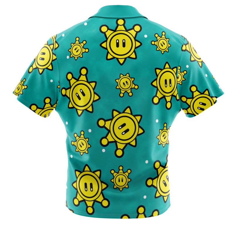 Shine Sprite Pattern Super Mario Bros Button Up Hawaiian Shirt - Image 2