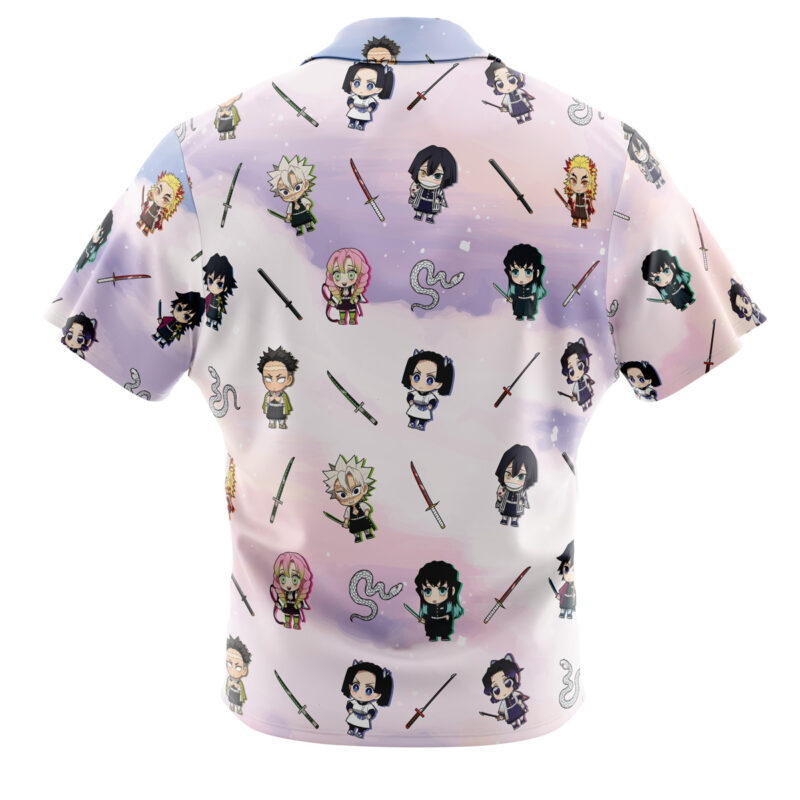 Chibi Hashira Pattern Demon Slayer Button Up Hawaiian Shirt - Image 2