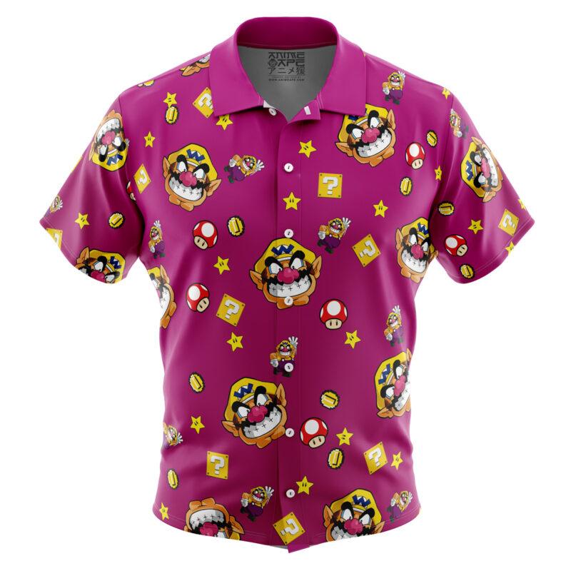Wario Pattern Super Mario Bros Button Up Hawaiian Shirt - Image 2