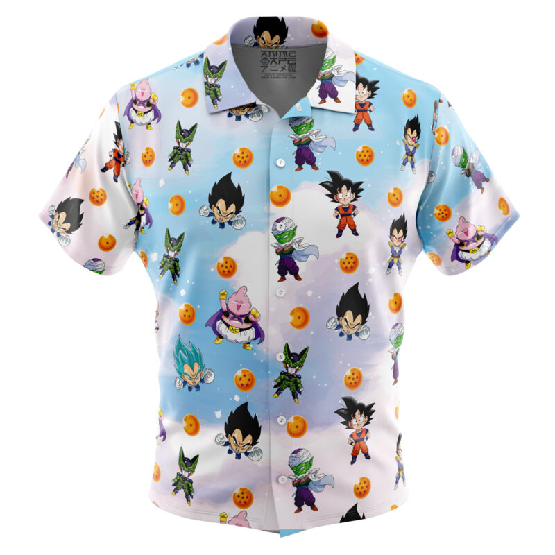 Chibi Dragon Ball Characters Pattern Button Up Hawaiian Shirt