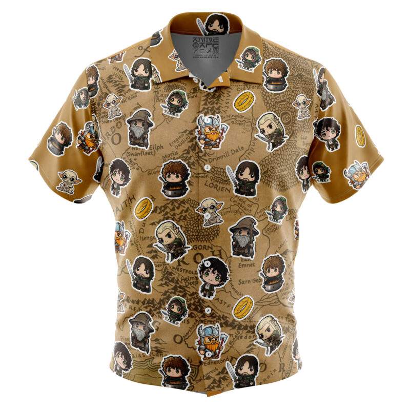 Chibi Fellowship Of The Ring Pattern The Lord Of The Rings Button Up Hawaiian Shi