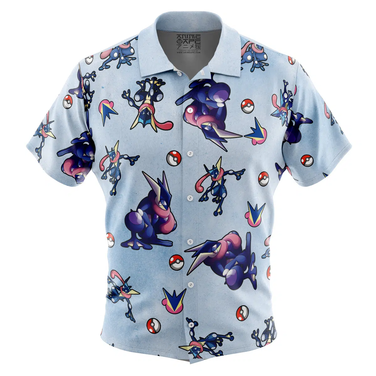 Greninja Pattern Pokemon Button Up Hawaiian Shirt
