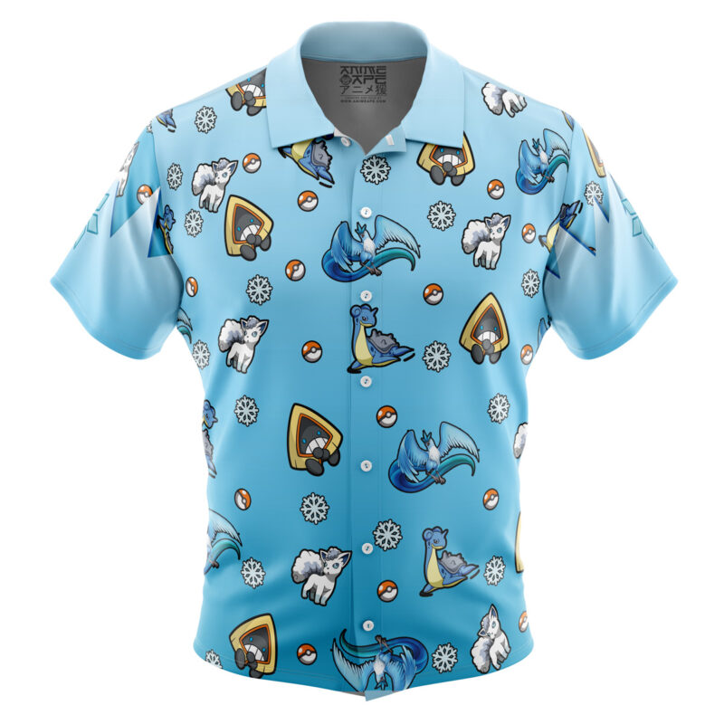 Ice Type Pattern Pokemon Button Up Hawaiian Shirt
