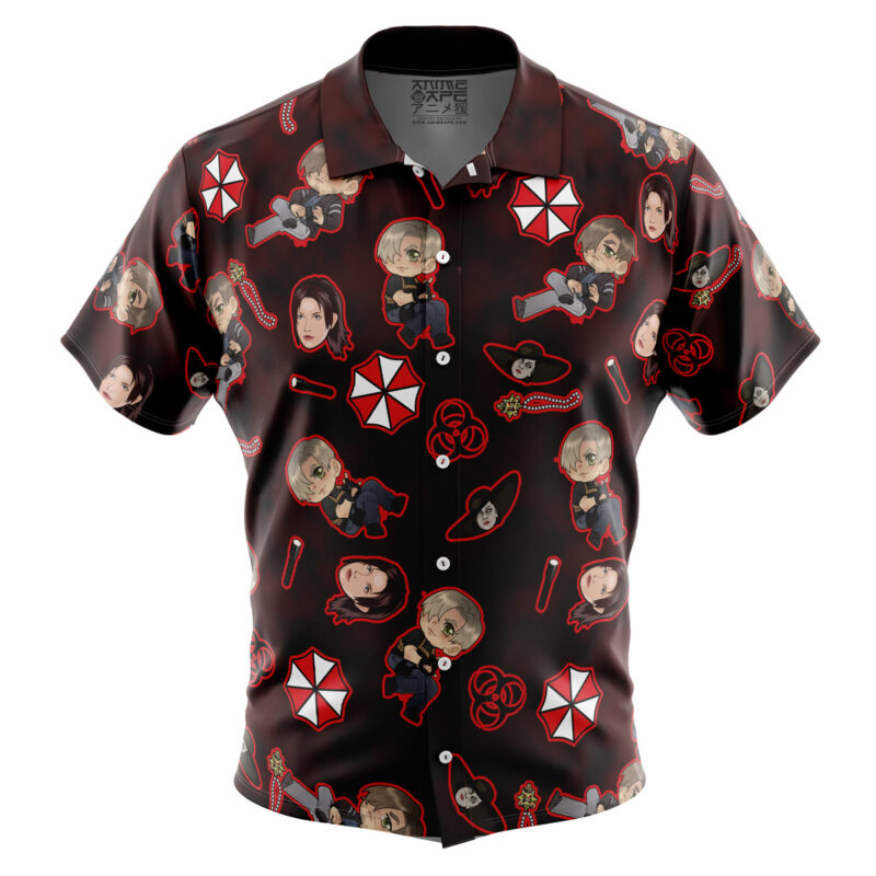 Resident Evil Pattern Gaming Button Up Hawaiian Shirt