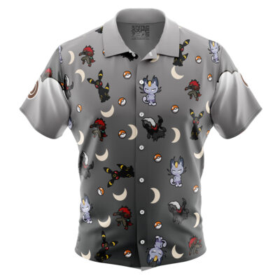 Dark Type Pattern Pokemon Button Up Hawaiian Shirt