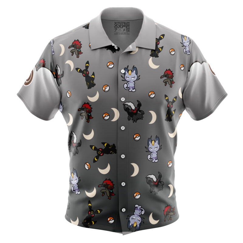 Dark Type Pattern Pokemon Button Up Hawaiian Shirt