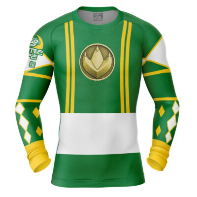 Green Ranger Ninjetti Mighty Morphin Power Rangers Long Sleeve Rash Guard Compression