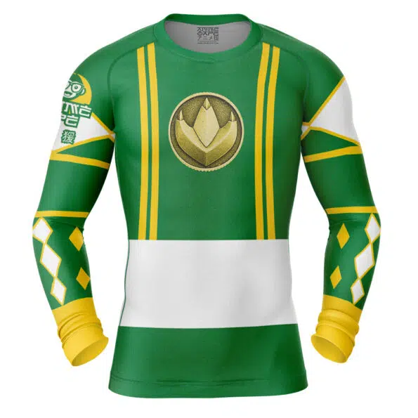 Green Ranger Ninjetti Mighty Morphin Power Rangers Long Sleeve Rash Guard Compression