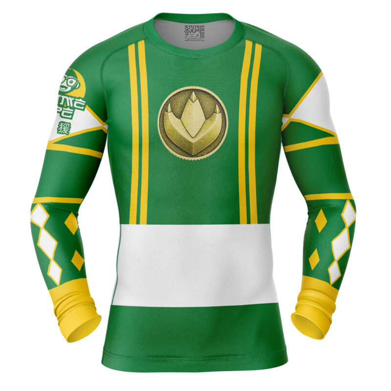 Green Ranger Ninjetti Mighty Morphin Power Rangers Long Sleeve Rash Guard Compression