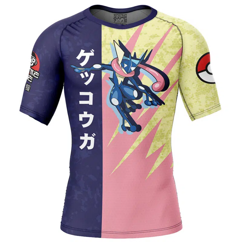 Greninja Attack Pokemon Short Sleeve Rash Guard Compression Shirt
