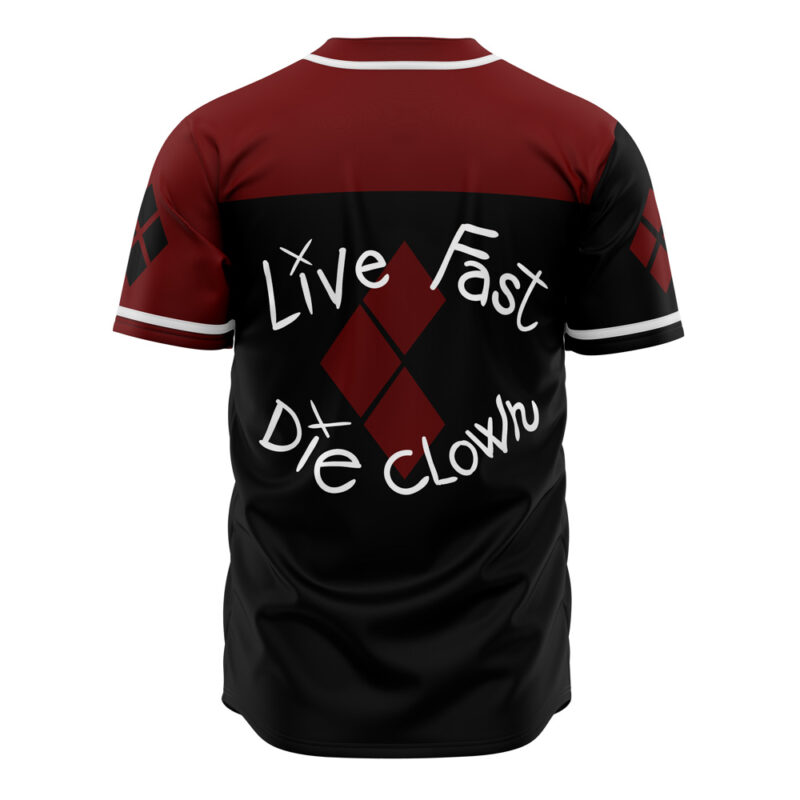 Harley Quinn Live Fast Die Clown DC Comics Baseball Jersey - Image 3