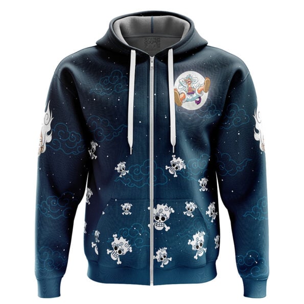 (g) グラム HOODIE COAT ONE PIECE サイズフリー Luffy Gear 5 V2 Pattern One Piece Zip Hoodie Jacket | Anime Ape