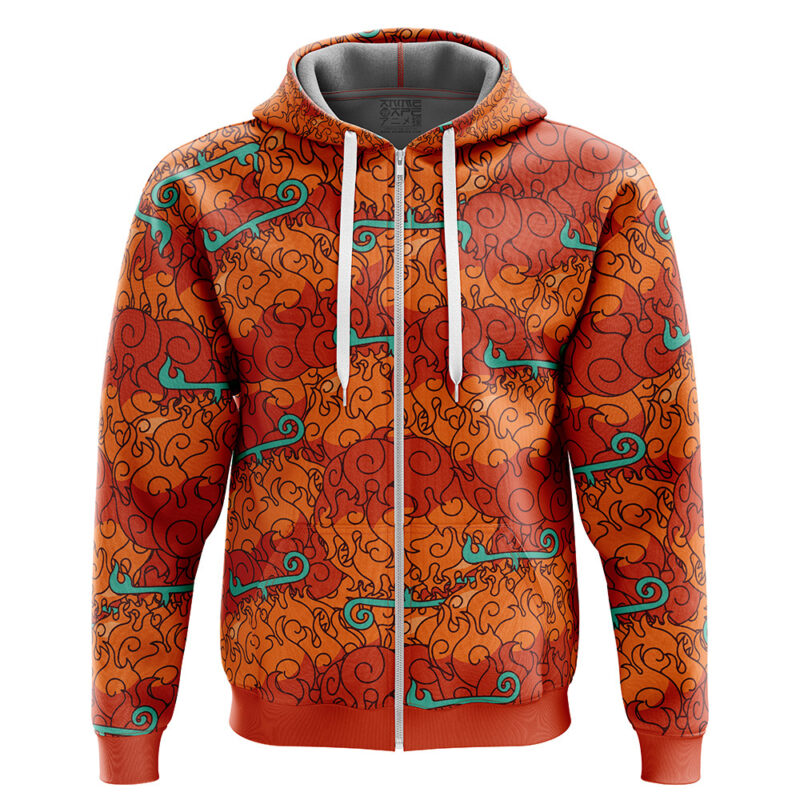 Mera Mera No Mi One Piece Zip Hoodie Jacket