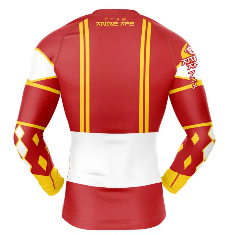 Red Ranger Ninjetti  Rangers Long Sleeve Rash Guard Compression Shirt - Image 2
