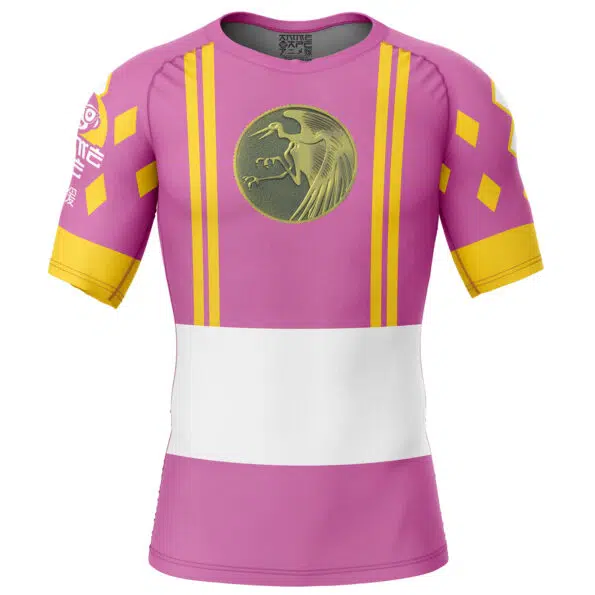 Pink Ranger Ninjetti Mighty Morphin Power Rangers Short Sleeve Rash Guard Compression Shirt