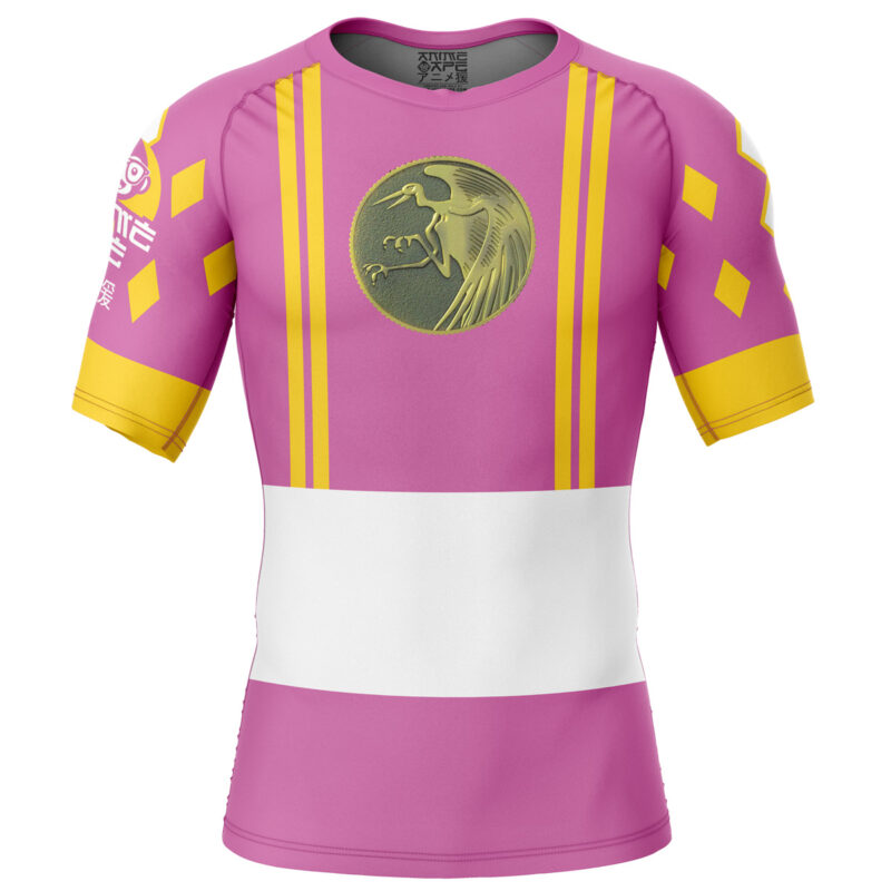 Pink Ranger Ninjetti Mighty Morphin Power Rangers Short Sleeve Rash Guard Compression Shirt