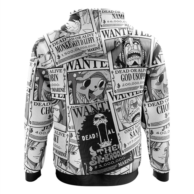 Straw Hat Wanted Pattern One Piece Zip Hoodie Jacket - Image 2