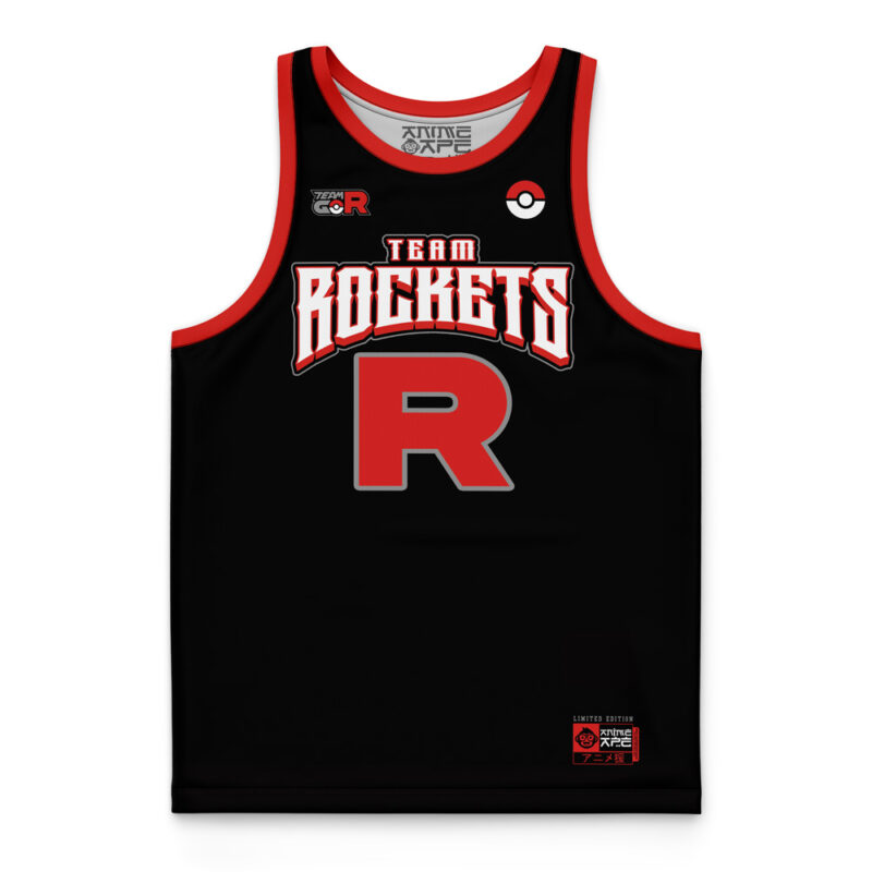 Team Rocket Grunt Black Pokemon Basketball Jersey - Image 3