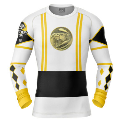 White Ranger Ninjetti Mighty Morphin Power Rangers Long Sleeve Rash Guard Compression