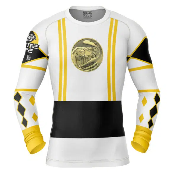 White Ranger Ninjetti Mighty Morphin Power Rangers Long Sleeve Rash Guard Compression