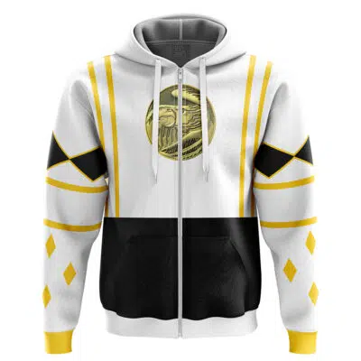 White Ranger Ninjetti Power Rangers Zip Hoodie Jacket
