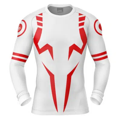 White Sukuna Jujutsu Kaisen Short Sleeve Rash Guard Compression Shirt