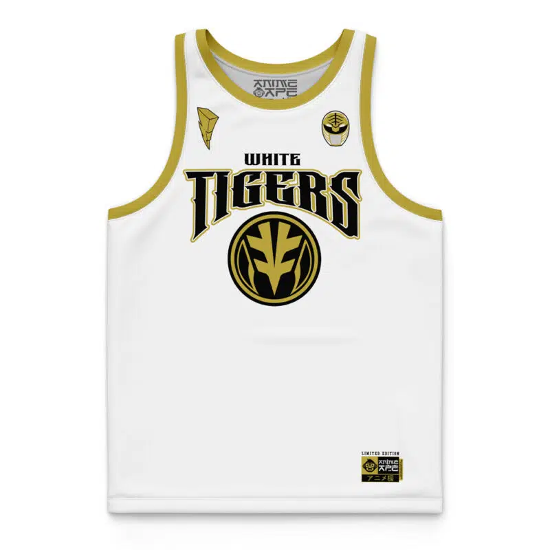 White Tigers Tommy Oliver Power Rangers Basketball Jersey - Image 3