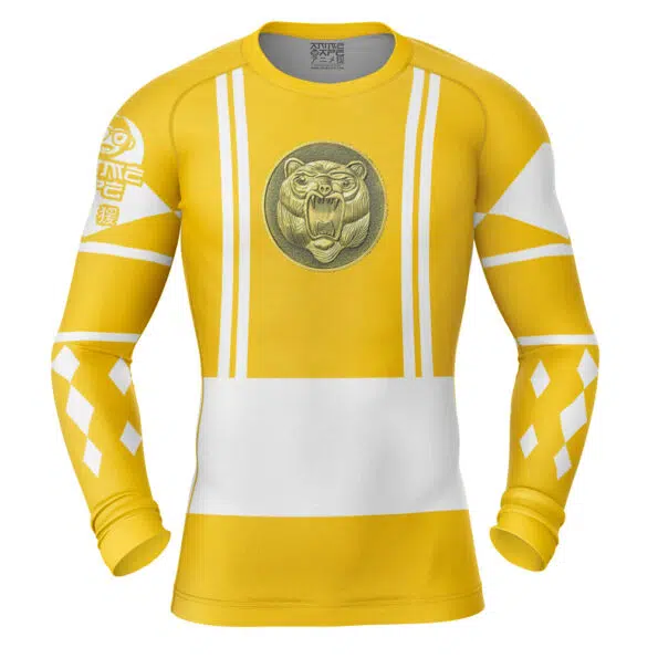 Yellow Ranger Ninjetti Mighty Morphin Power Rangers Long Sleeve Rash Guard Compression