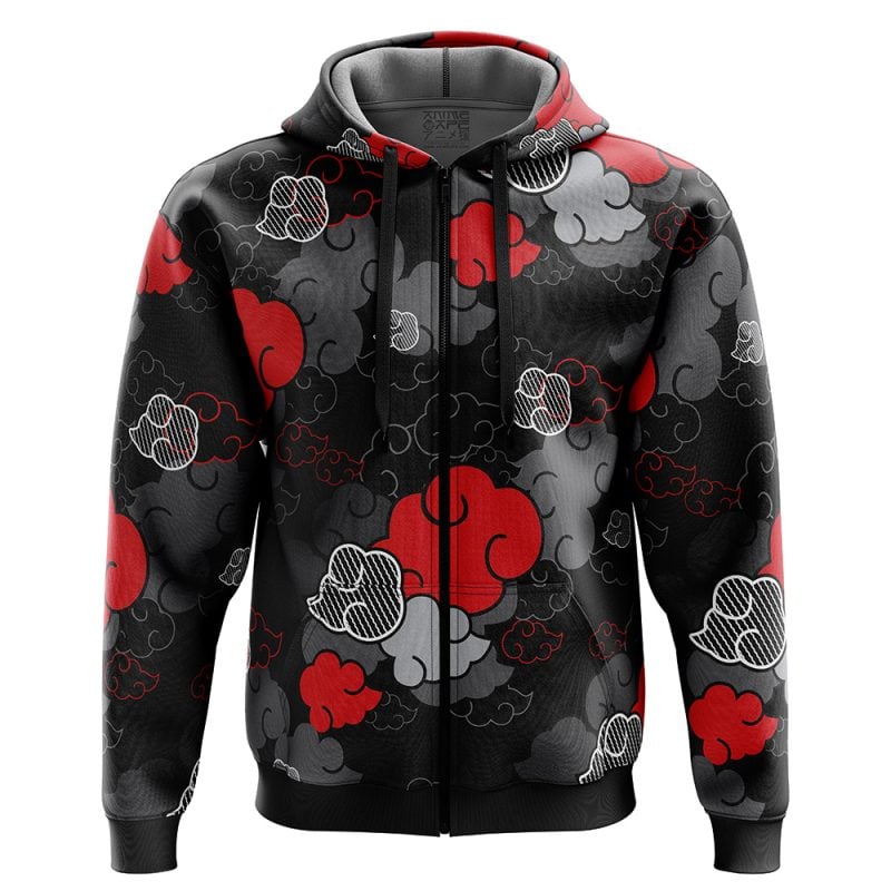 Black Aloha Pattern Naruto Zip Hoodie Jacket