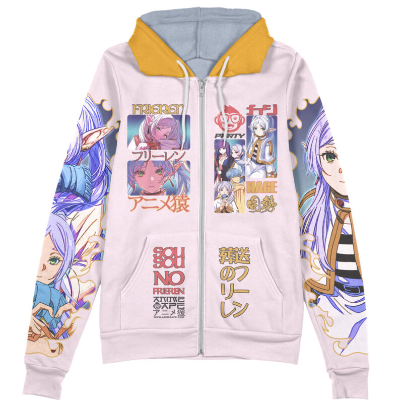 Frieren V3 Frieren Beyond Journey’s End Streetwear Zip Hoodie Jacket - Image 2