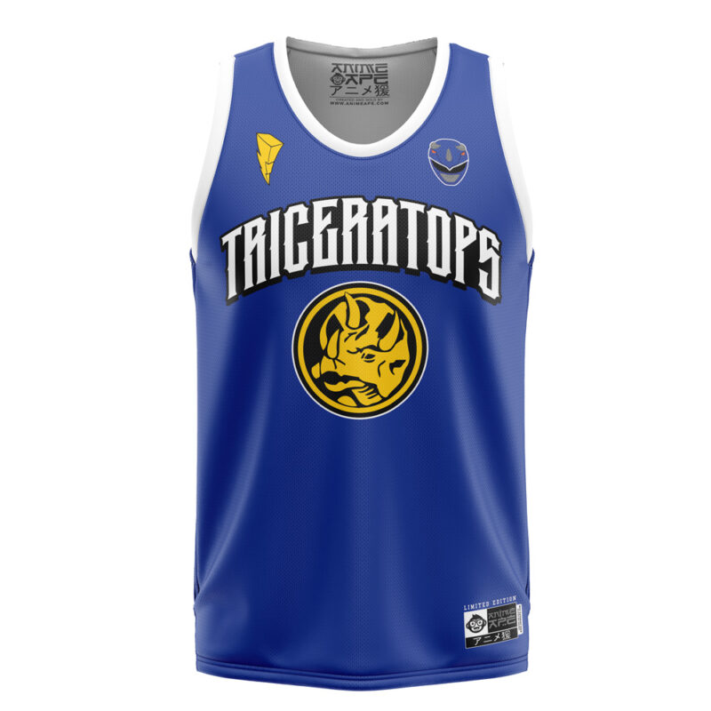 Blue Triceratops Billy Cranston Power Rangers Basketball Jersey