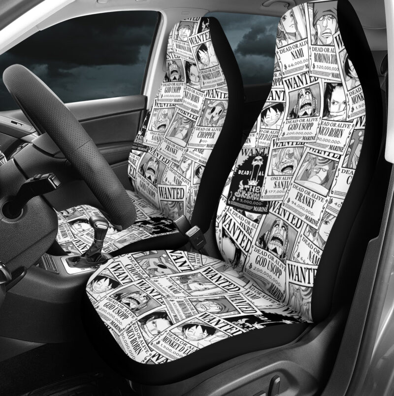 Straw Hat Wanted Poster One Piece Car Seat Covers - Image 3