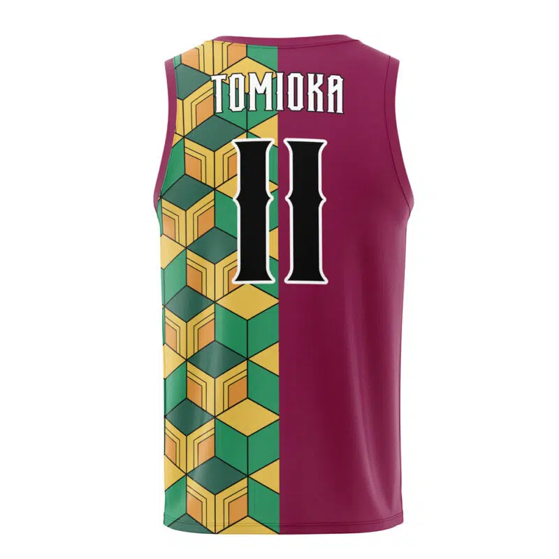 Hashira Giyu Tomioka Demon Slayer Basketball Jersey - Image 2